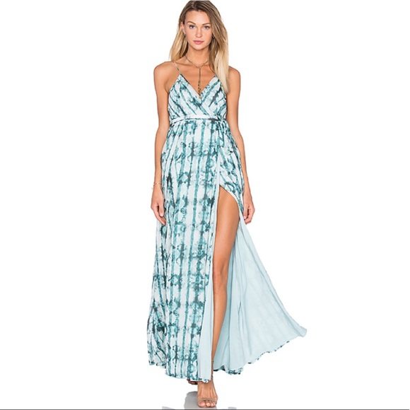 NWT Jetset Diaries Serpiente Maxi Dress Aqua Stripe TJD Revolve S - Picture 2 of 7